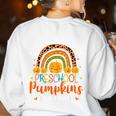 I Teach The Cutest Preschool Pumpkin Teacher Halloween For Men Women Kids Women's Sweatshirt Back Print White