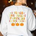 I Teach The Cutest Pumpkins In The Patch Fall Season Teacher Women's Sweatshirt Back Print White