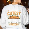 I Teach The Cutest Pumpkins In The Patch Halloween Teacher Women's Sweatshirt Back Print White I Teach The Cutest Pumpkins In The Patch Halloween Teacher Women's Sweatshirt Back Print White
