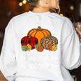 Teach Love Inspire Autumn Fall Plaid Leopard Pumpkin Teacher For Men Women Kids Women's Sweatshirt Back Print White