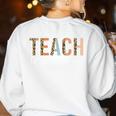 Teach Love Inspire Leopard Back To School Cute Teacher Men Women Girls Kids Women's Sweatshirt Back Print White Teach Love Inspire Leopard Back To School Cute Teacher Men Women Girls Kids Women's Sweatshirt Back Print White