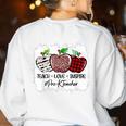 Teach Love Inspire Pre-k Teacher Apple Leopard Red Plain Women's Sweatshirt Back Print White