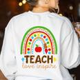 Teach Love Inspire Rainbow Leopard Cheetah Print Teacher Women's Sweatshirt Back Print White Teach Love Inspire Rainbow Leopard Cheetah Print Teacher Women's Sweatshirt Back Print White
