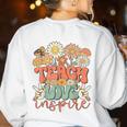Teach Love Inspire Retro Groovy Daisy Back To School Teacher For Men Women Kids Women's Sweatshirt Back Print White Teach Love Inspire Retro Groovy Daisy Back To School Teacher For Men Women Kids Women's Sweatshirt Back Print White