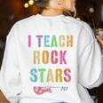 I TEACH ROCKSTARS Band Vibes Teacher Rocks My Music Teaching Women's Sweatshirt Back Print White I TEACH ROCKSTARS Band Vibes Teacher Rocks My Music Teaching Women's Sweatshirt Back Print White