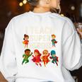 I Teach Super Heroes Teacher Women's Sweatshirt Back Print White I Teach Super Heroes Teacher Women's Sweatshirt Back Print White