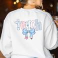 Teach Teacher Coquette Bow Pencil Back To School First Day Women's Sweatshirt Back Print White Teach Teacher Coquette Bow Pencil Back To School First Day Women's Sweatshirt Back Print White