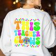 This Teacher 80s 90s Teachers's Day Glows Last Day Of School Women's Sweatshirt Back Print White
