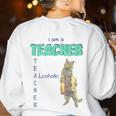 I Am A Teacher Alcoholic Cat Beer Feline Men Women Women's Sweatshirt Back Print White