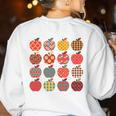 Teacher Apple Back To School Art For School Supplies Women's Sweatshirt Back Print White Teacher Apple Back To School Art For School Supplies Women's Sweatshirt Back Print White