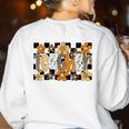 Teacher Appreciation Boho Floral Leopard Checkered Women's Sweatshirt Back Print White Teacher Appreciation Boho Floral Leopard Checkered Women's Sweatshirt Back Print White