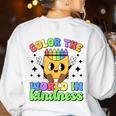 Teacher Back To School Color In Kindness Crayon Pencil Women's Sweatshirt Back Print White Teacher Back To School Color In Kindness Crayon Pencil Women's Sweatshirt Back Print White
