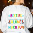Teacher Besties Because Going Crazy Alone Is Not Fun Women's Sweatshirt Back Print White Teacher Besties Because Going Crazy Alone Is Not Fun Women's Sweatshirt Back Print White