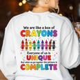 Teacher We Are Like a Box Of Crayons Back To School Women's Sweatshirt Back Print White Teacher We Are Like a Box Of Crayons Back To School Women's Sweatshirt Back Print White