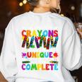 Teacher We Are Like A Box Of Crayons Back To School Women's Sweatshirt Back Print White Teacher We Are Like A Box Of Crayons Back To School Women's Sweatshirt Back Print White