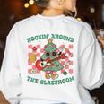 Teacher Christmas Rockin' Around The Classroom Men Women Kids Women's Sweatshirt Back Print White Teacher Christmas Rockin' Around The Classroom Men Women Kids Women's Sweatshirt Back Print White