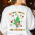 Teacher Christmas Shirts Pajama Matching Rockin' Around The Classroom -Adult Short Sleeve Small Modern Festive Christmas Teacher Xmas Vibes T-Shirt Women's Sweatshirt Back Print White