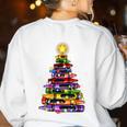 Teacher Crayon Christmas Tree Lights Student School Xmas Women's Sweatshirt Back Print White
