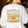 Teacher Cute Will Trade Students For Candy Halloween Costume Women's Sweatshirt Back Print White