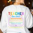 Teacher Definition Teaching School Teacher Women's Sweatshirt Back Print White Teacher Definition Teaching School Teacher Women's Sweatshirt Back Print White
