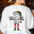 The Teacher Elf Shirt Matching Family Christmas Elf Men Women Kids Women's Sweatshirt Back Print White The Teacher Elf Shirt Matching Family Christmas Elf Men Women Kids Women's Sweatshirt Back Print White