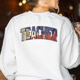 Teacher Filipino Vintage Heritage DNA Flag Women's Sweatshirt Back Print White Teacher Filipino Vintage Heritage DNA Flag Women's Sweatshirt Back Print White