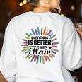 Teacher Flair Pen Art Lover School Supplies Women's Sweatshirt Back Print White Teacher Flair Pen Art Lover School Supplies Women's Sweatshirt Back Print White
