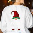 Teacher Gnome Xmas Family Matching Plaid Christmas Gnomes Women's Sweatshirt Back Print White