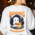 Teacher Halloween Ghost Reading Book Animal Boooks Are Women's Sweatshirt Back Print White Teacher Halloween Ghost Reading Book Animal Boooks Are Women's Sweatshirt Back Print White