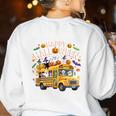 Teacher Halloween School Bus Driver Cute Ghost Witch Party Women's Sweatshirt Back Print White