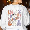 Teacher Halloween In My Spooky Teacher Era Retro Groovy Women's Sweatshirt Back Print White