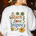 Teacher Inspire Love Women's Sweatshirt Back Print White Teacher Inspire Love Women's Sweatshirt Back Print White