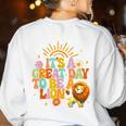 Teacher Life Back To School It's A Great A Day To Be A Lion Women's Sweatshirt Back Print White