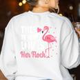 This Teacher Loves Her Flock Teaching Flamingo Girl Women's Sweatshirt Back Print White