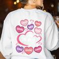 Teacher Positive Affirmations Candy Heart Valentine's Day Women's Sweatshirt Back Print White Teacher Positive Affirmations Candy Heart Valentine's Day Women's Sweatshirt Back Print White