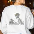 Teacher Skeleton Messy Bun I'Ll Just Wait Until Its Quiet Women's Sweatshirt Back Print White Teacher Skeleton Messy Bun I'Ll Just Wait Until Its Quiet Women's Sweatshirt Back Print White
