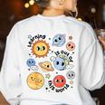 Teacher Space Science Learning Is Out Of World Solar System Women's Sweatshirt Back Print White Teacher Space Science Learning Is Out Of World Solar System Women's Sweatshirt Back Print White