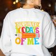 My Teacher Survived 100 Days Of Me 100th Day Of School Kids Women's Sweatshirt Back Print White My Teacher Survived 100 Days Of Me 100th Day Of School Kids Women's Sweatshirt Back Print White