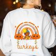Teacher Thanksgiving Shirt Thankful For My Little Turkeys Women's Sweatshirt Back Print White Teacher Thanksgiving Shirt Thankful For My Little Turkeys Women's Sweatshirt Back Print White