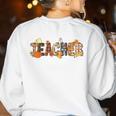 Teacher Thanksgiving Women Autumn Fall Halloween Pumpkin Tee Women's Sweatshirt Back Print White Teacher Thanksgiving Women Autumn Fall Halloween Pumpkin Tee Women's Sweatshirt Back Print White