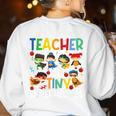 Teacher Of Tiny Superheroes Teach 100th Day Of School Men Women Girls Kids Women's Sweatshirt Back Print White