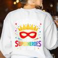 Teachers Are Just Superheroes In Disguise Fun Back To School Women's Sweatshirt Back Print White Teachers Are Just Superheroes In Disguise Fun Back To School Women's Sweatshirt Back Print White