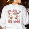 Teaching My Boos Cute Spooky Ghost Teacher Halloween Women Women's Sweatshirt Back Print White Teaching My Boos Cute Spooky Ghost Teacher Halloween Women Women's Sweatshirt Back Print White