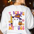 Teaching My Boos Ghost Teacher Cute Pencil Halloween Teacher Women's Sweatshirt Back Print White Teaching My Boos Ghost Teacher Cute Pencil Halloween Teacher Women's Sweatshirt Back Print White