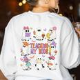 Teaching My Boos Teacher Cute Ghost Groovy Teacher Halloween Women's Sweatshirt Back Print White