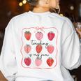Teaching Is My Jam Teacher Team Crew Cute Strawberry Girls Women's Sweatshirt Back Print White Teaching Is My Jam Teacher Team Crew Cute Strawberry Girls Women's Sweatshirt Back Print White