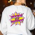 Teaching Is My Superpower Retro Comic Super Teacher Women's Sweatshirt Back Print White