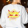 Teaching Is My Superpower Retro Comic Teacher Women's Sweatshirt Back Print White Teaching Is My Superpower Retro Comic Teacher Women's Sweatshirt Back Print White