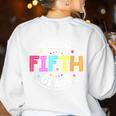 Team Fifth Grade Teacher Back To School 5th Grade Squad Kids Women's Sweatshirt Back Print White