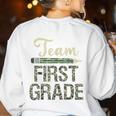 Team First Grade Camo 1st Grade Teacher Camouflage Women's Sweatshirt Back Print White Team First Grade Camo 1st Grade Teacher Camouflage Women's Sweatshirt Back Print White